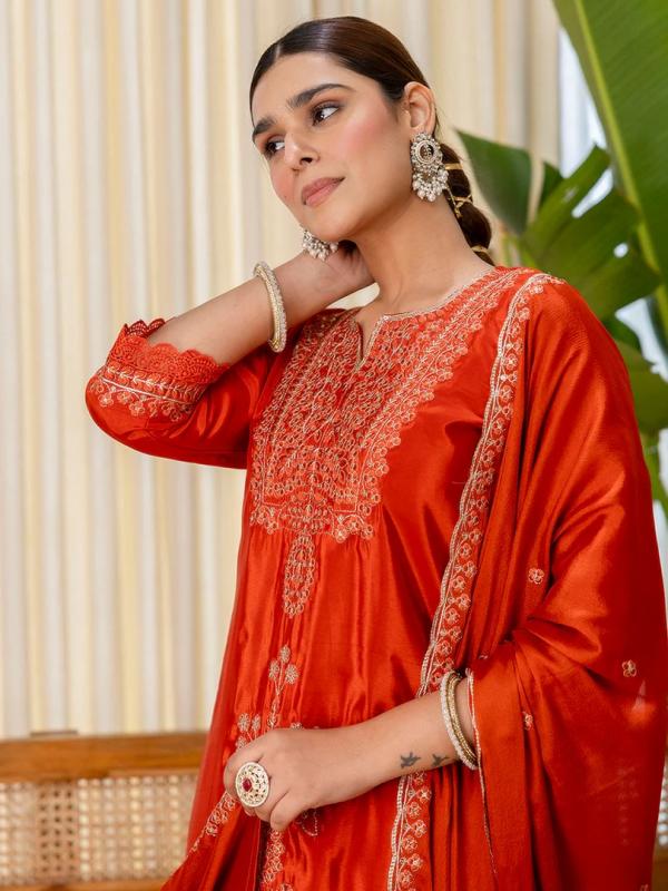 VP 9815 R Embroidred Kurta Sets with Sequins Work Women Suits